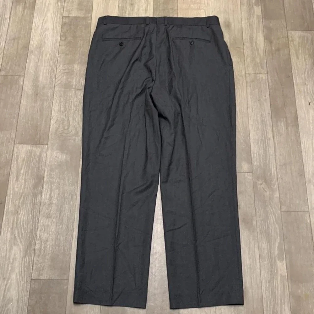 Mens Lands' End Pleated Traditional Fit Gray Dress Casual Pants
